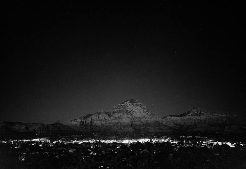 Sedona at Night, Black and White metal print