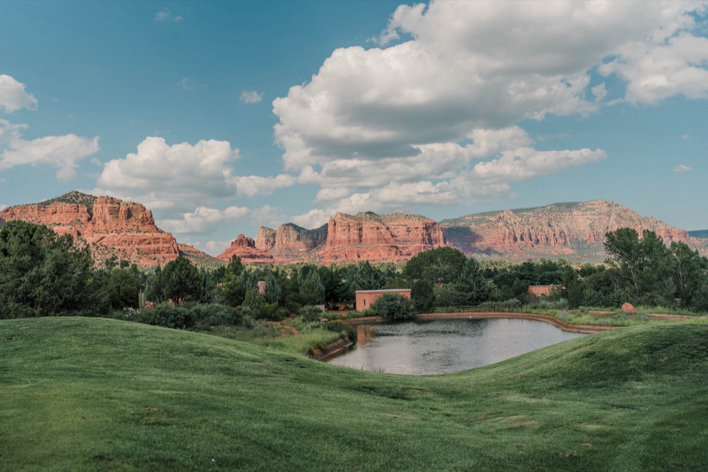 Sedona Golf Resort fairway and red rocks, Arizona metal print