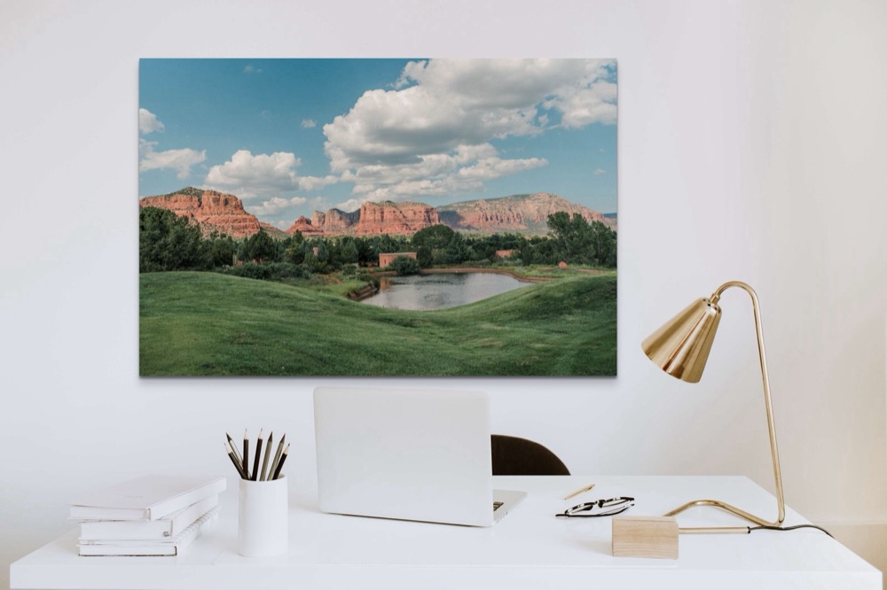 Sedona Golf Resort fairway and red rocks, Arizona metal print
